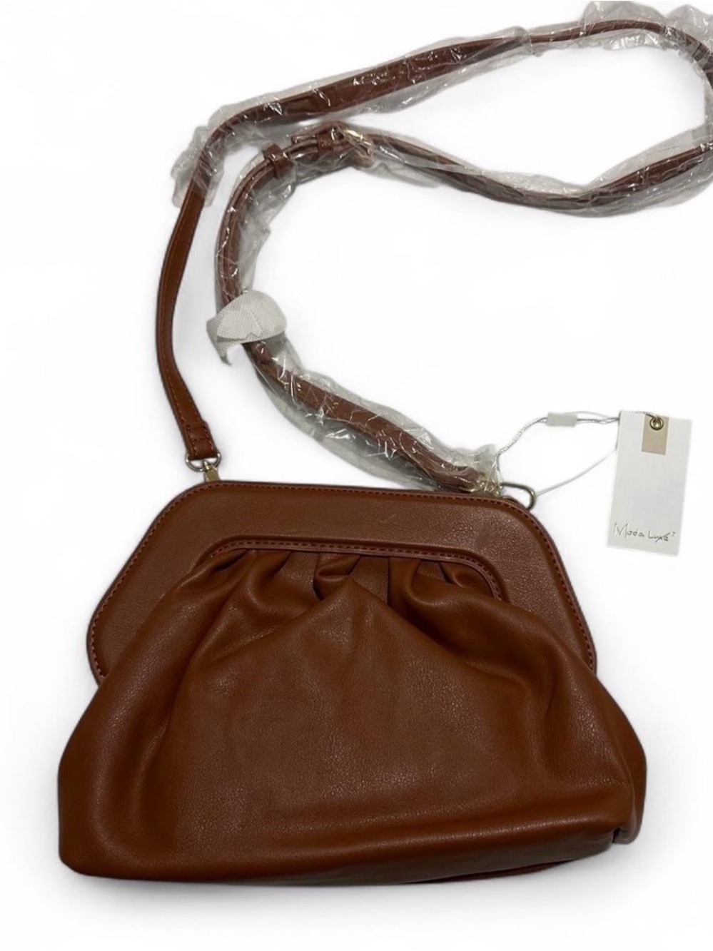 Moda luxe brand new Women's Brown Crossbody Bag with Gathered Front